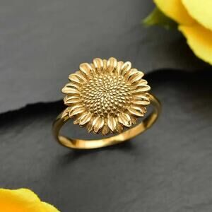 Bronze Artisan Sunflower Stacking Ring